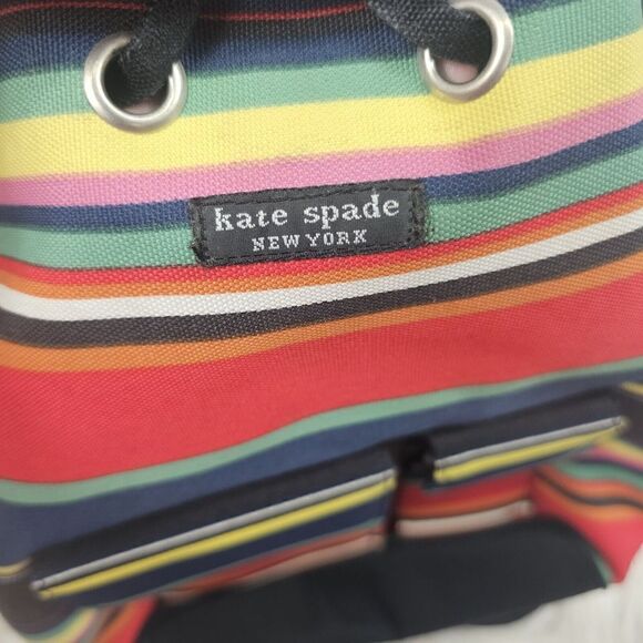 Vintage Kate Spade Striped Bucket Bag Backpack Sling - Picture 2 of 8